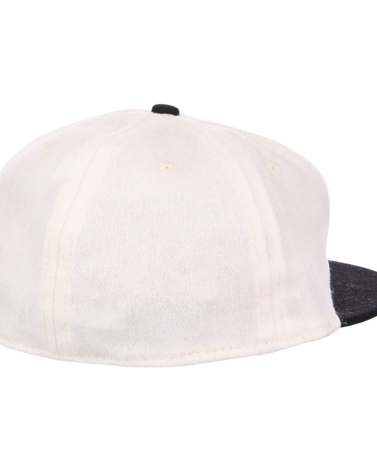 The EFF Thespians 1919 Vintage Ballcap in white with a black brim is displayed from the back and slightly to the side against a plain white background.
