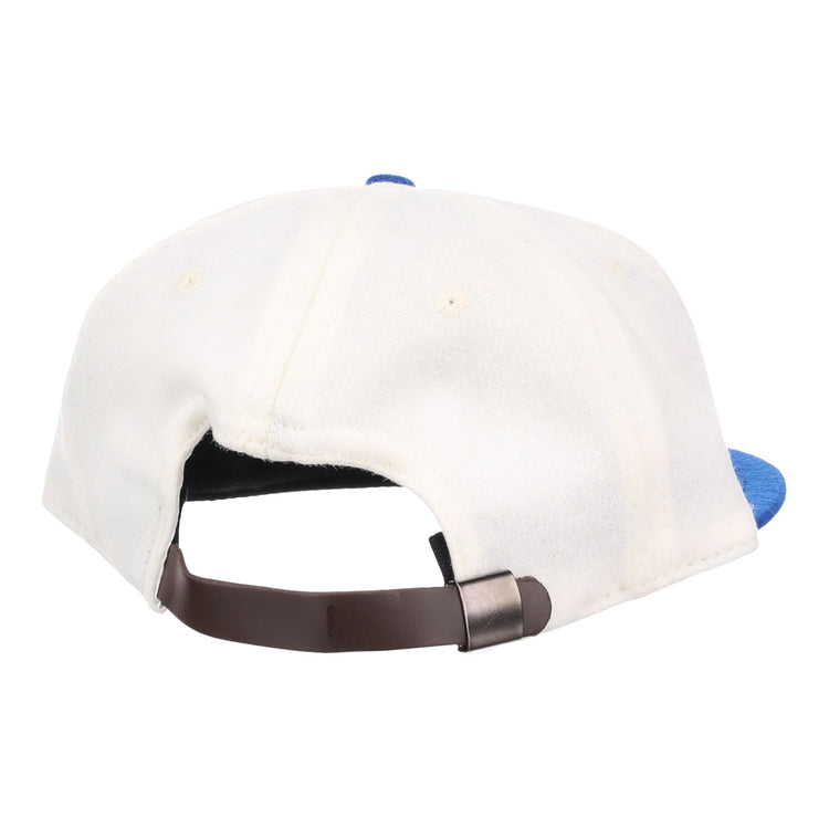 The EFF University of Kentucky 1968 Vintage Ballcap is a white and blue collegiate hat, shown from the back with a dark adjustable strap and metal clasp.
