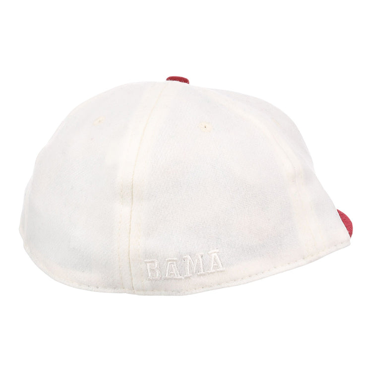 An EFF University of Alabama 1950 Vintage Ballcap in white, shown from the back with BAMA embroidered in white thread near the bottom edge.