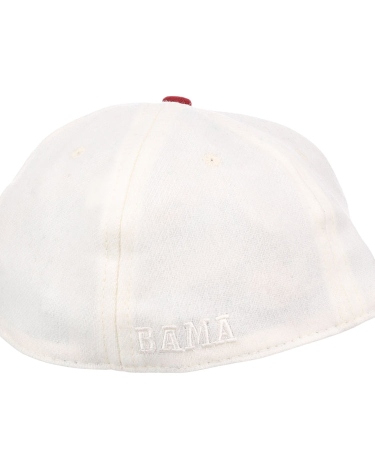 An EFF University of Alabama 1950 Vintage Ballcap in white, shown from the back with BAMA embroidered in white thread near the bottom edge.