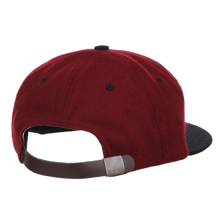 The EFF University of South Carolina Gamecocks Vintage Ballcap is maroon and black, viewed from the back with a brown adjustable strap and silver buckle. This officially licensed cap showcases vintage style and team pride.