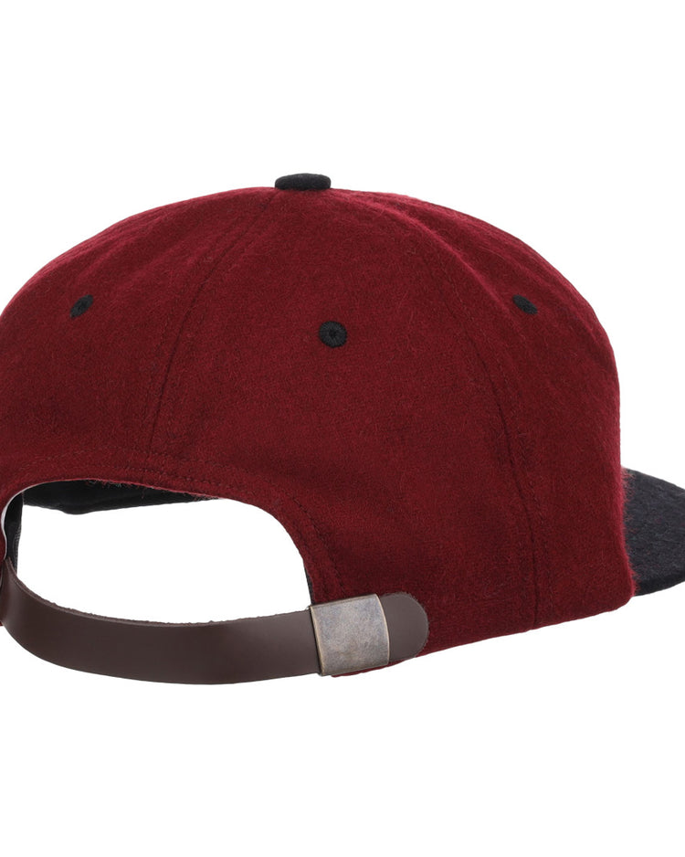 The EFF University of South Carolina Gamecocks Vintage Ballcap is maroon and black, viewed from the back with a brown adjustable strap and silver buckle. This officially licensed cap showcases vintage style and team pride.