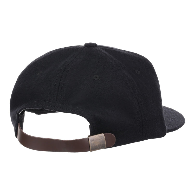 The EFF Grambling State University 1963 Vintage Ballcap is shown from the back, displaying a brown adjustable leather strap with metal clasp—a stylish HBCU accessory for those who appreciate classic design.