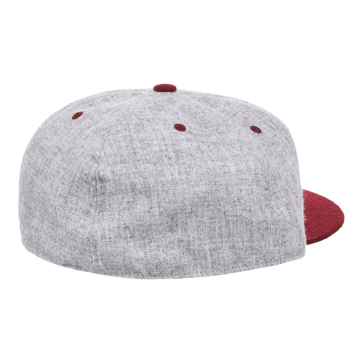 The EFF University of South Carolina 1949 Vintage Ballcap features a grey back view with a maroon button, maroon eyelets, and a partially visible maroon brim, echoing the classic collegiate style.