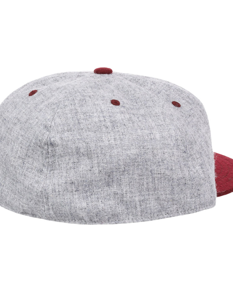 The EFF University of South Carolina 1949 Vintage Ballcap features a grey back view with a maroon button, maroon eyelets, and a partially visible maroon brim, echoing the classic collegiate style.