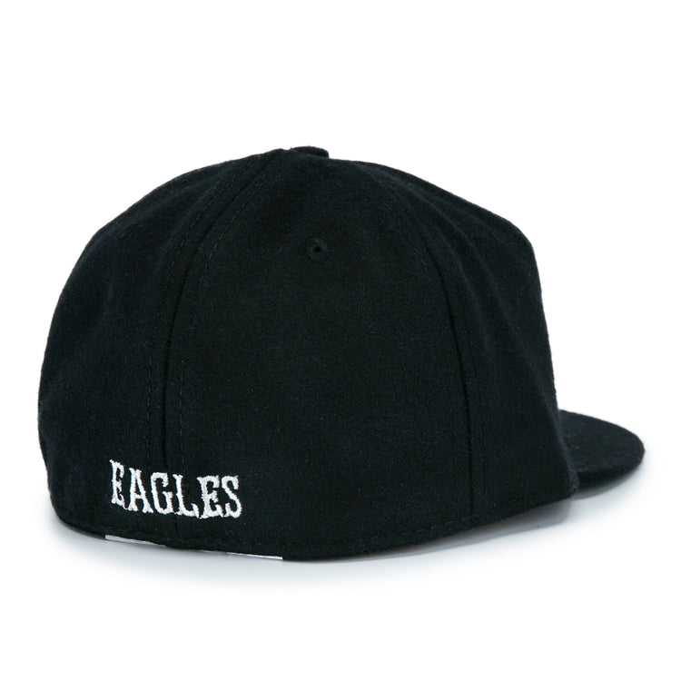The EFF Brooklyn Eagles Vintage Inspired Ballcap is shown from the back, with EAGLES embroidered in white above the opening—a timeless pick for vintage baseball hat fans.