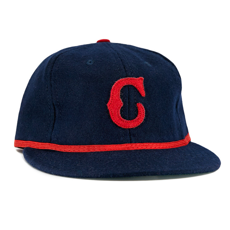 The EFF Cleveland Buckeyes 1947 Vintage Ballcap is a navy wool cap with a red C front and red band, inspired by the classic Negro Leagues design—perfect for collectors.