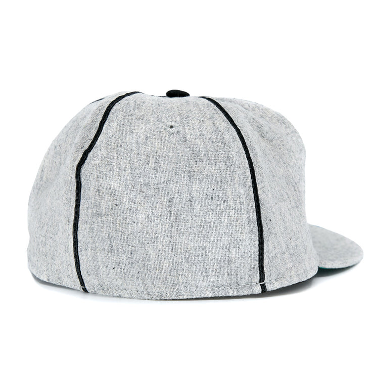 The EFF Detroit Cubs 1935 Vintage Ballcap is a light gray wool cap seen from the back, featuring two black vertical seams and a slightly curved brim on the right.