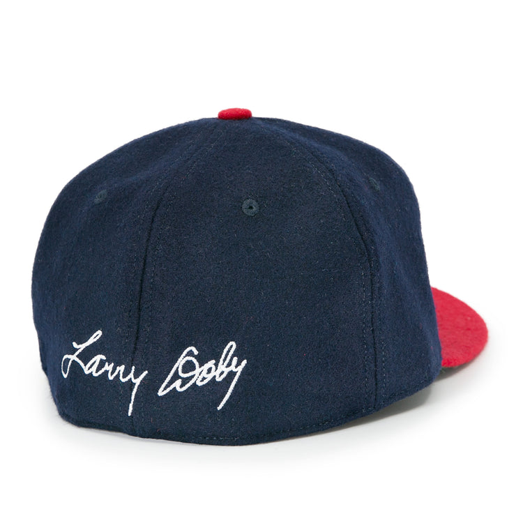 The Ebbets Field Flannels Larry Doby Signature Series Ballcap features a navy crown, red brim and top button, plus Larry Doby’s name embroidered in white script on the back for a timeless limited-edition style.