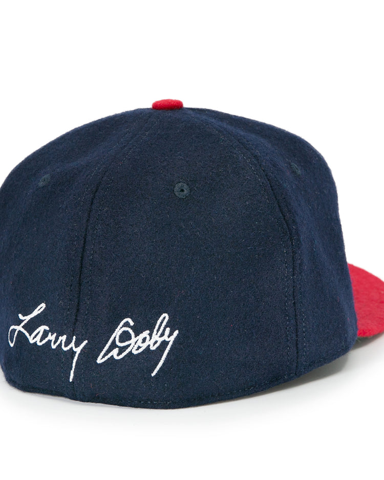 The Ebbets Field Flannels Larry Doby Signature Series Ballcap features a navy crown, red brim and top button, plus Larry Doby’s name embroidered in white script on the back for a timeless limited-edition style.