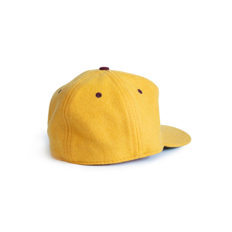The EFF Arizona State University 1955 Vintage Ballcap is shown from the back, featuring yellow stitched panels, maroon ventilation holes, and a curved brim, all set against a plain white background. This is an officially licensed college product.