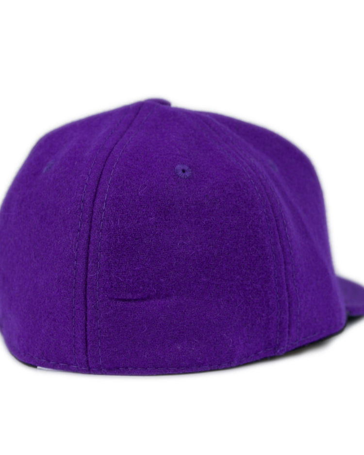 The East Carolina University 1961 Vintage Ballcap by Ebbets Field Flannels is shown from the back in purple on a white background.