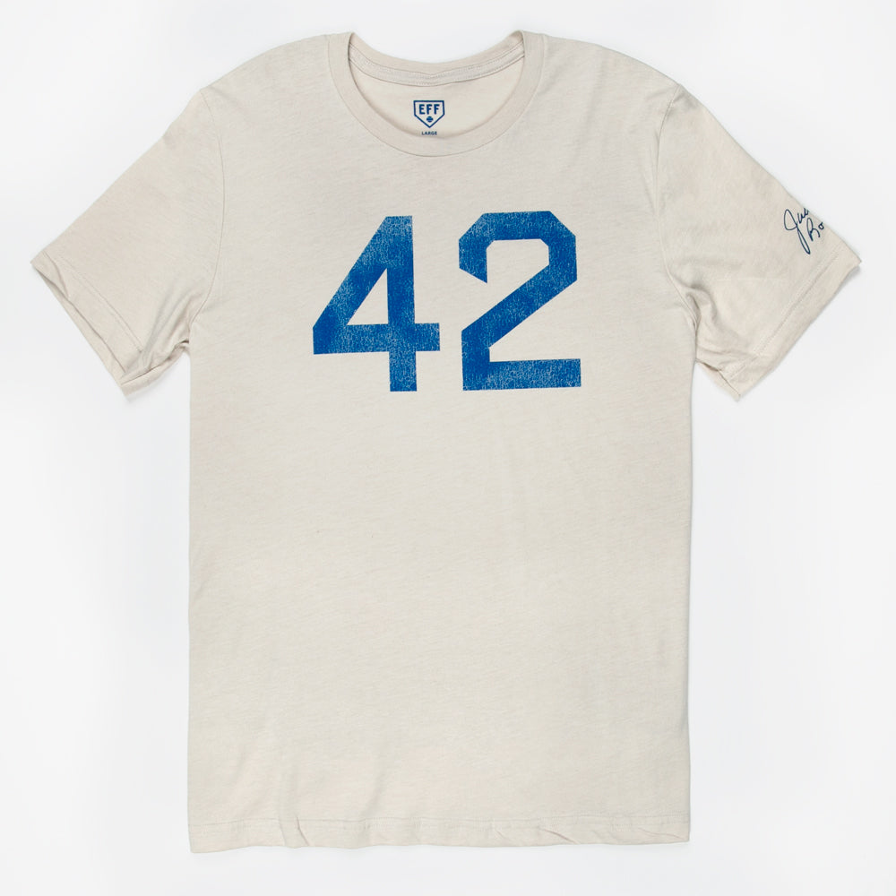 Jackie Robinson 42 T-Shirt (Heather Natural) – Ebbets Field Flannels