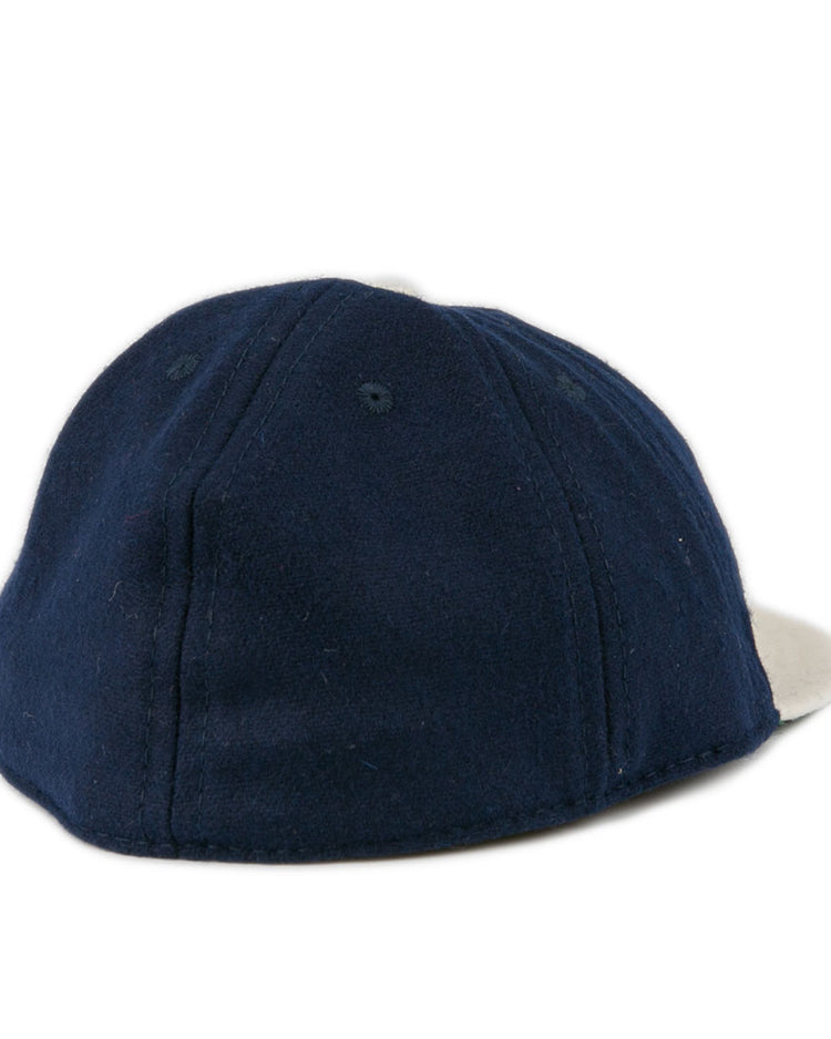 The EFF Larrupin Lous 1927 Vintage 8-Panel Ballcap in navy features a rounded crown and visible stitching, displayed from the back against a white background.
