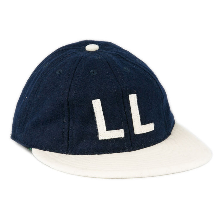 The EFF Larrupin Lous 1927 Vintage 8-Panel Ballcap features a navy blue design, white brim, and LL letters on the front, inspired by the classic 1927 ballcap.