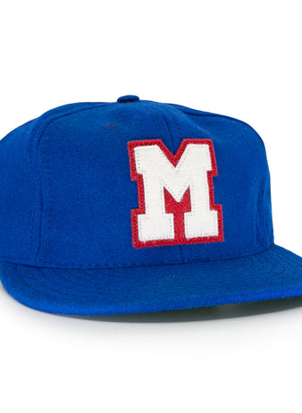 The EFF Memphis Red Sox 1944 Vintage Ballcap is a royal blue wool cap with a white, red-outlined M front, celebrating the Negro American League teams legacy.