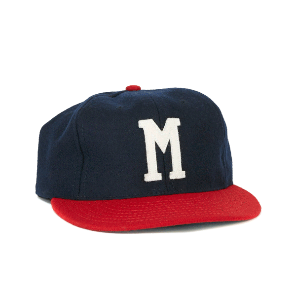 The EFF Milwaukee (AA) 1951 Vintage Ballcap is a navy wool cap with a red brim and bold white M, inspired by the authentic 1951 Milwaukee Brewers design.
