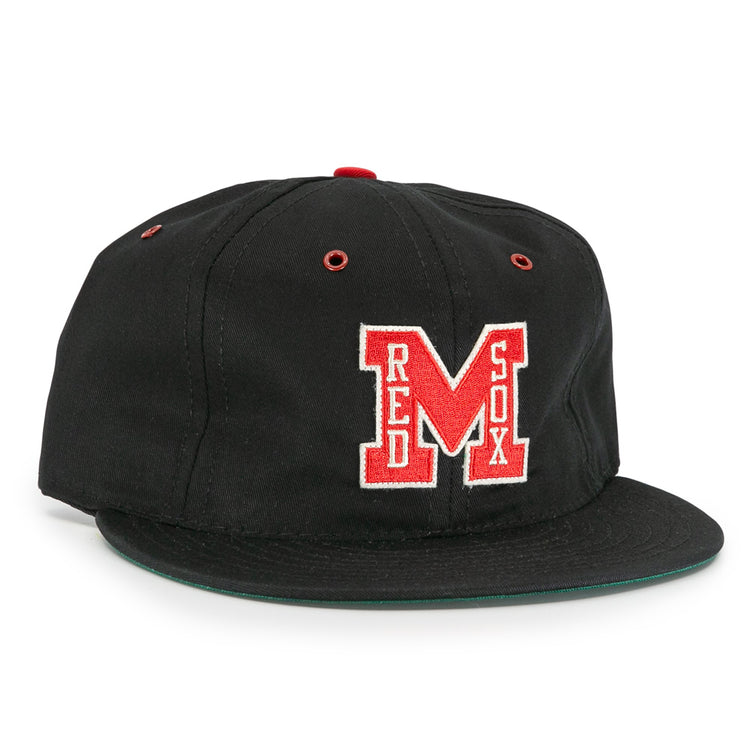 The EFF Memphis Red Sox Cotton Twill Ballcap features a black design with a red and white M on the front, RED SOX in white inside the letter, and red accents on the button and eyelets for a classic look.