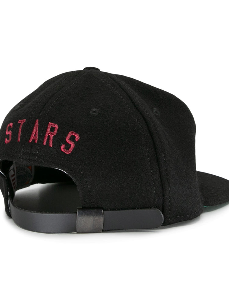 The EFF Nashville Stars 2020 Vintage Ballcap is a black cap seen from the back, with STARS embroidered in red above an adjustable strap—honoring the legendary Negro Leagues’ Nashville Stars.