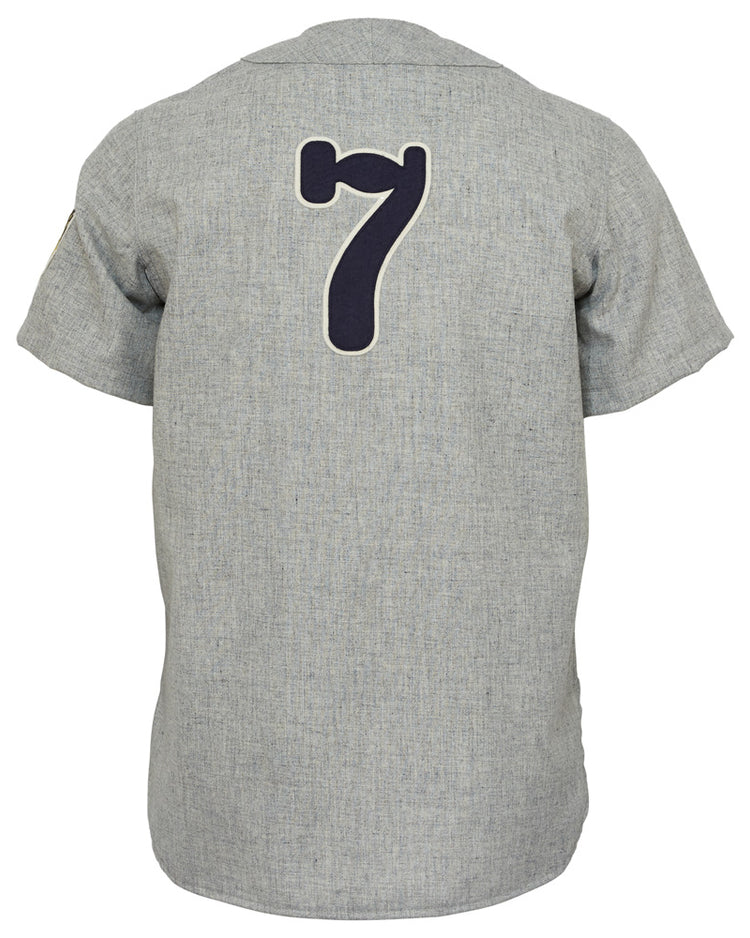 The EFF Osaka Tigers 1959 Road Jersey is a gray short-sleeve baseball jersey with a large dark number 7 centered on the upper back, and no other visible markings or designs.
