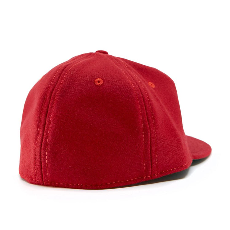 The EFF Tulsa Oilers 1966 Vintage Ballcap, shown from the back left, features visible stitching and a flat brim in plain red against a white background.
