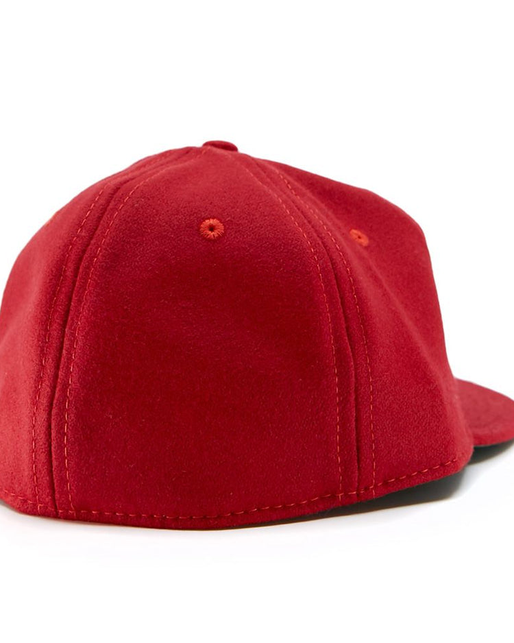 The EFF Tulsa Oilers 1966 Vintage Ballcap, shown from the back left, features visible stitching and a flat brim in plain red against a white background.