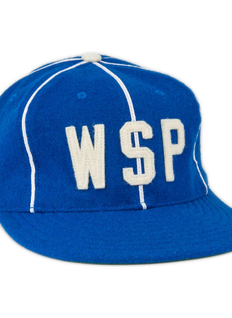 The EFF Wyoming State Penitentiary 1911 Vintage Ballcap is a blue cap with white piping and bold WSP letters on the front. Made in the USA.