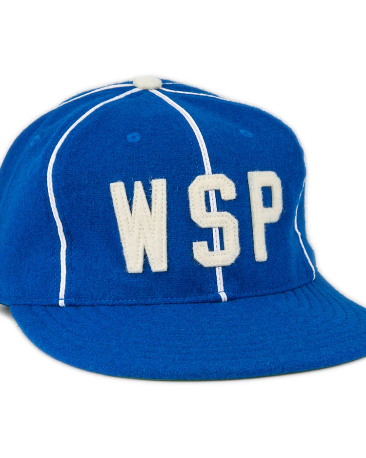 The EFF Wyoming State Penitentiary 1911 Vintage Ballcap is a blue cap with white piping and bold WSP letters on the front. Made in the USA.