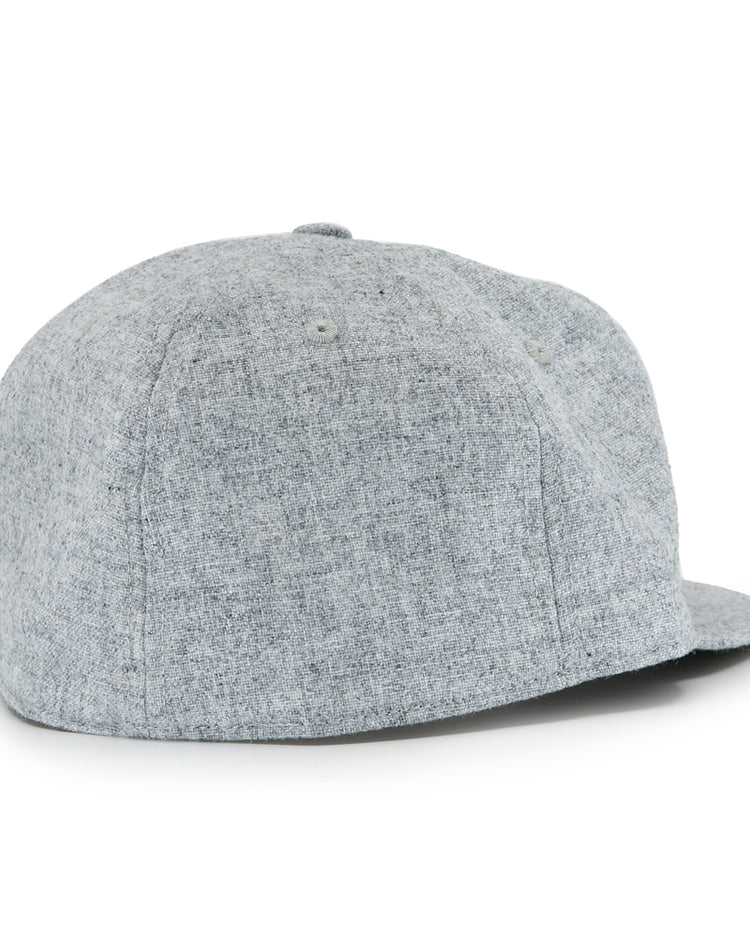The Hoboken Young Democrats 1972 Vintage Ballcap by EFF features light gray heathered wool, a flat brim, and a clean design with no visible logos, shown from the rear-side against a white background.
