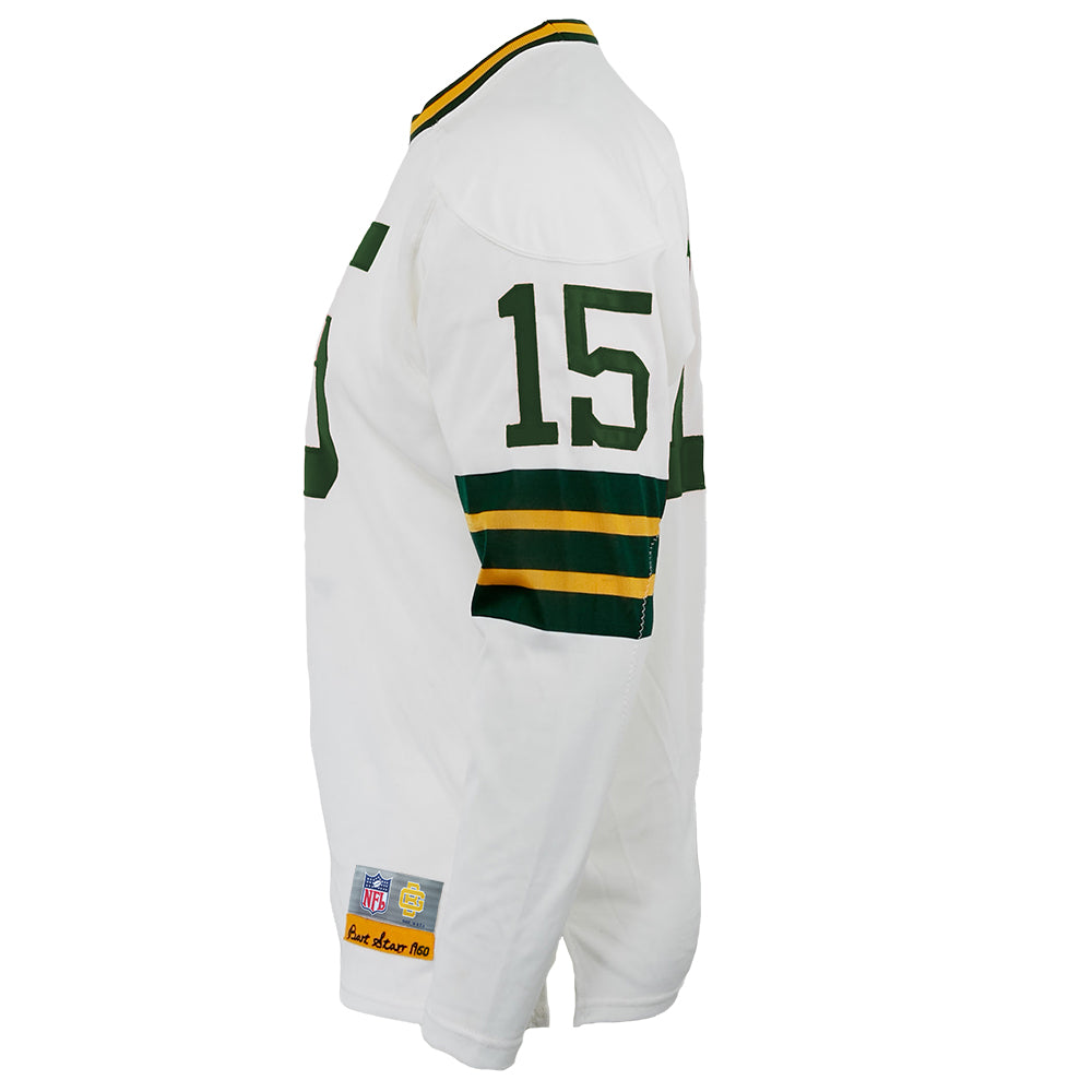 Green Bay Packers #15 Bart Starr Long Sleeve Throwback Collectible Jersey